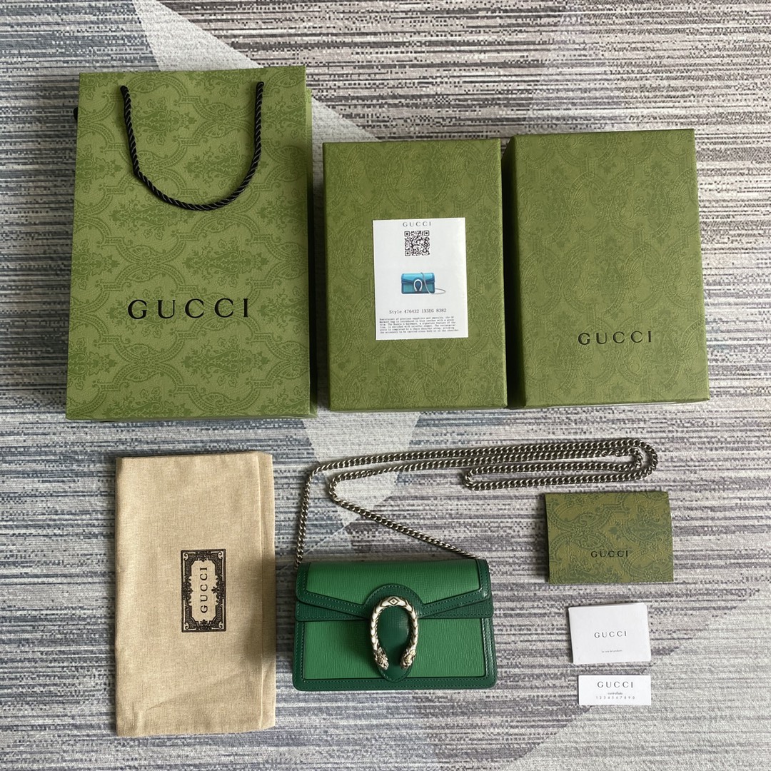 Gucci Dionysus Leather Super Mini Bag Shoulder Bag 476432 Green